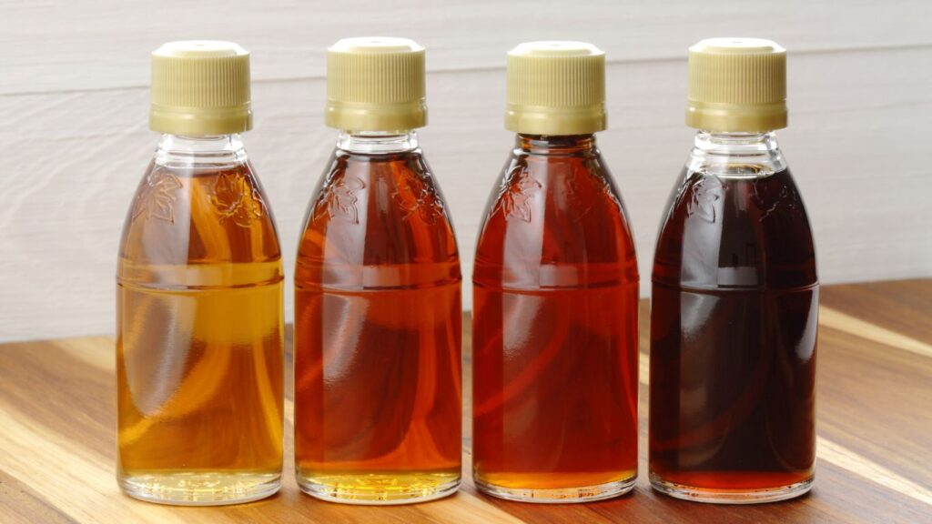 Varies grades of maple syrup