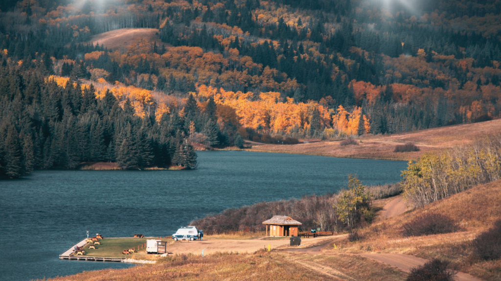 Reesor Lake Alberta in fall 