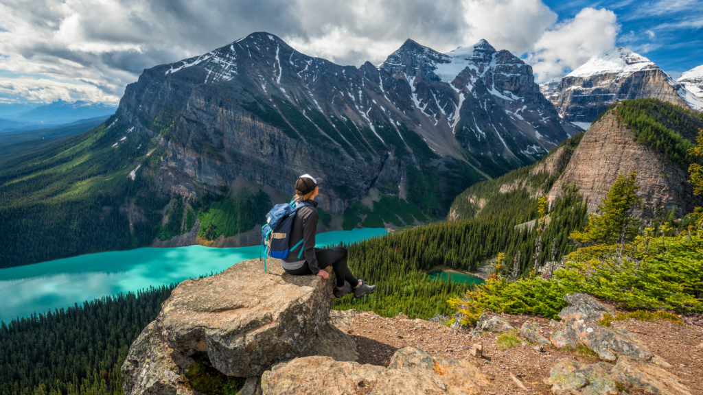 HIker in Lake Louise, Banff National Park, Alberta