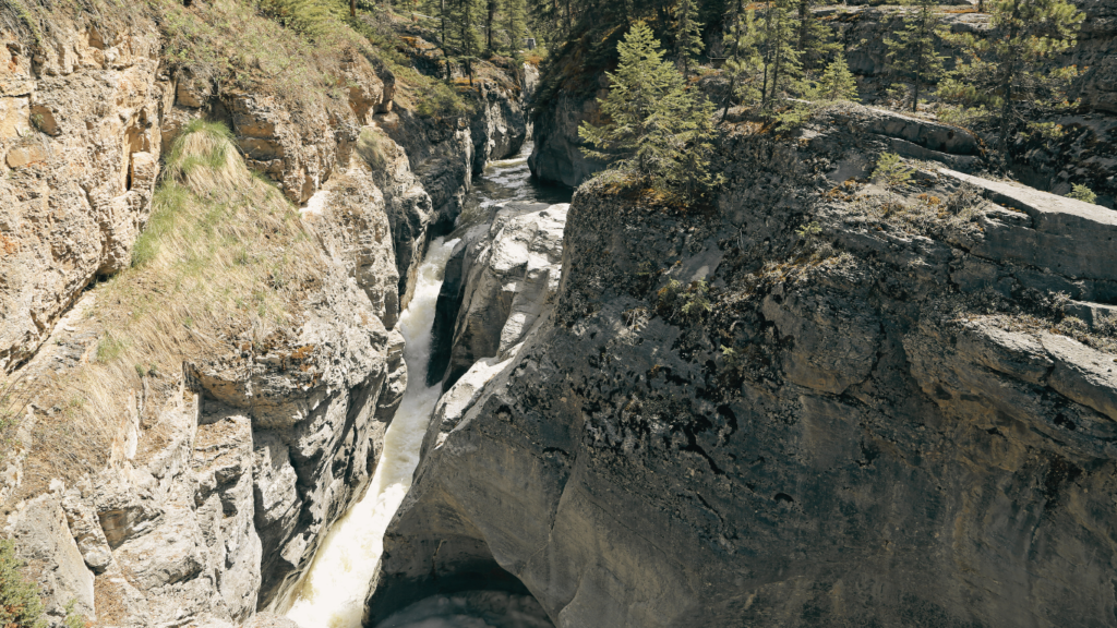 Maligne river in Maligne Canyon, Alberta