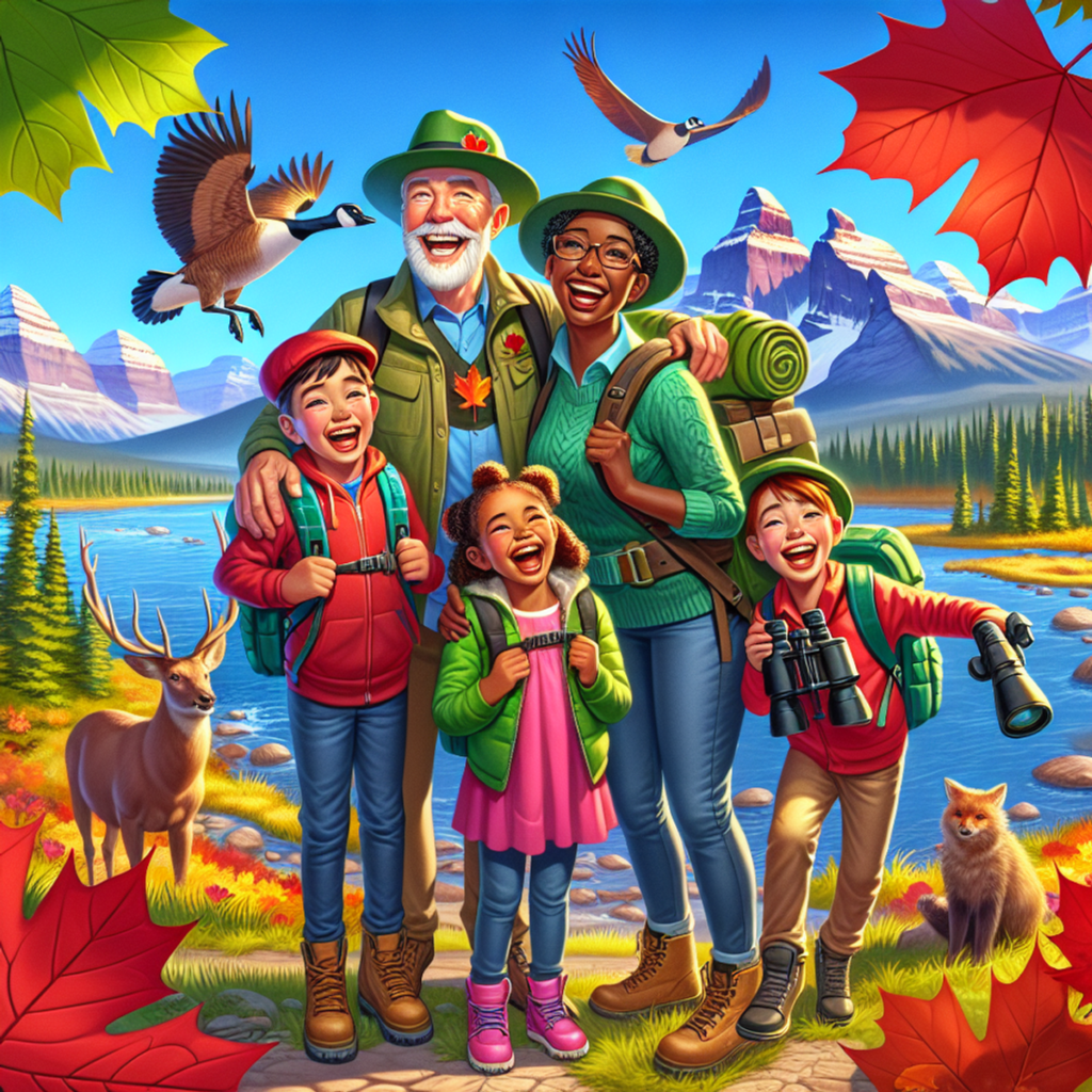 A diverse family enjoy a joyful adventure in Canada. he family's unity and shared exploration are the focus of the image. Family Travel in Canada